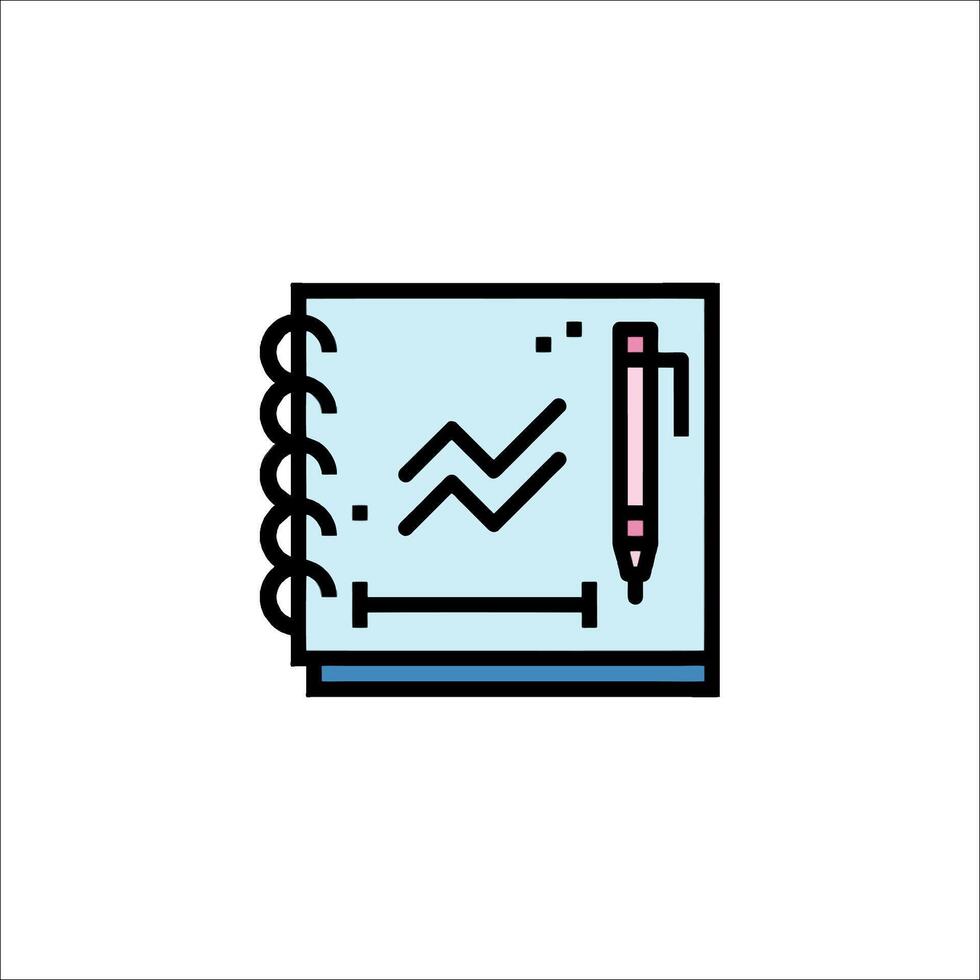 A notebook with a pen and graph on it vector