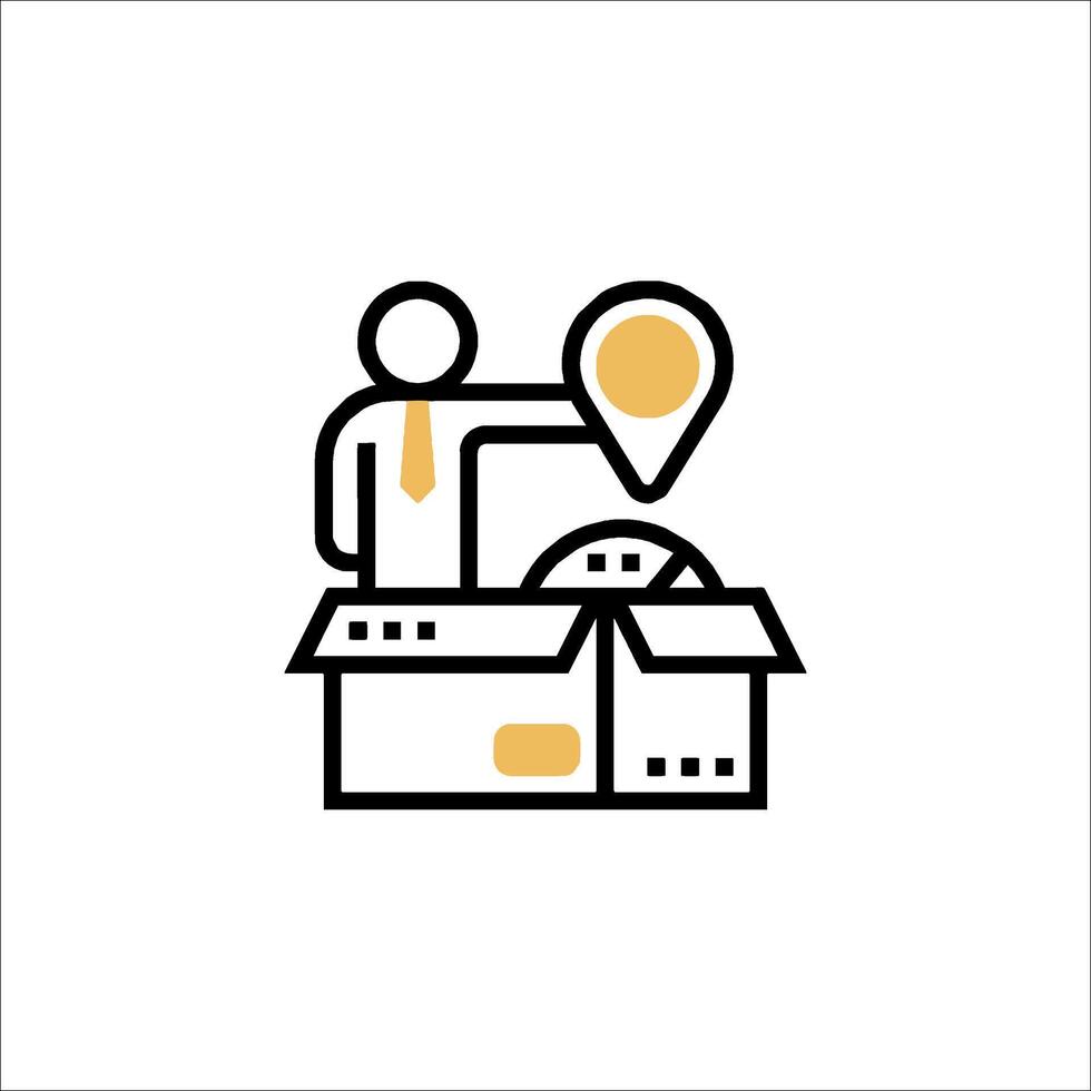 A man is standing on top of a box with a map marker vector