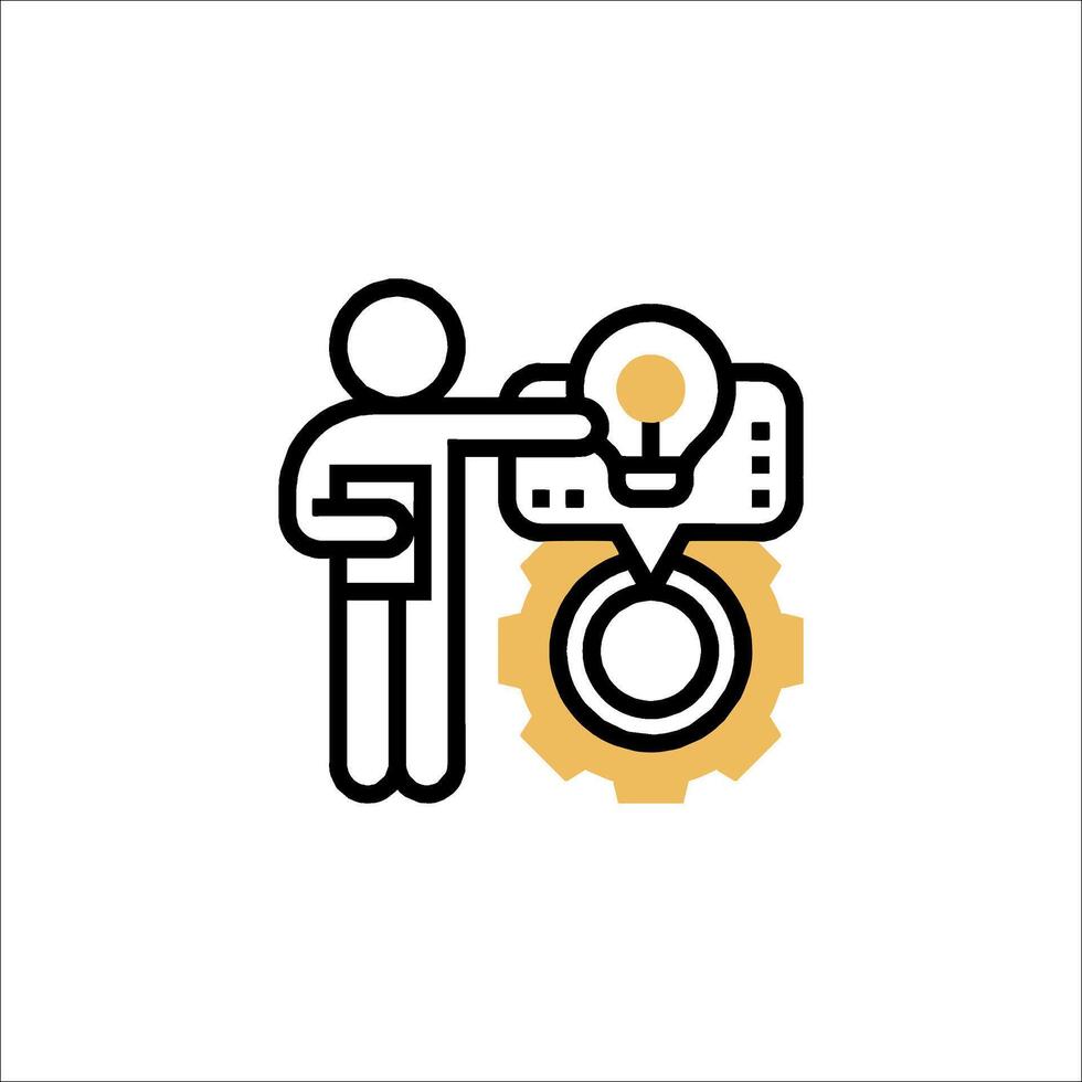A man holding a light bulb with a gear on it vector