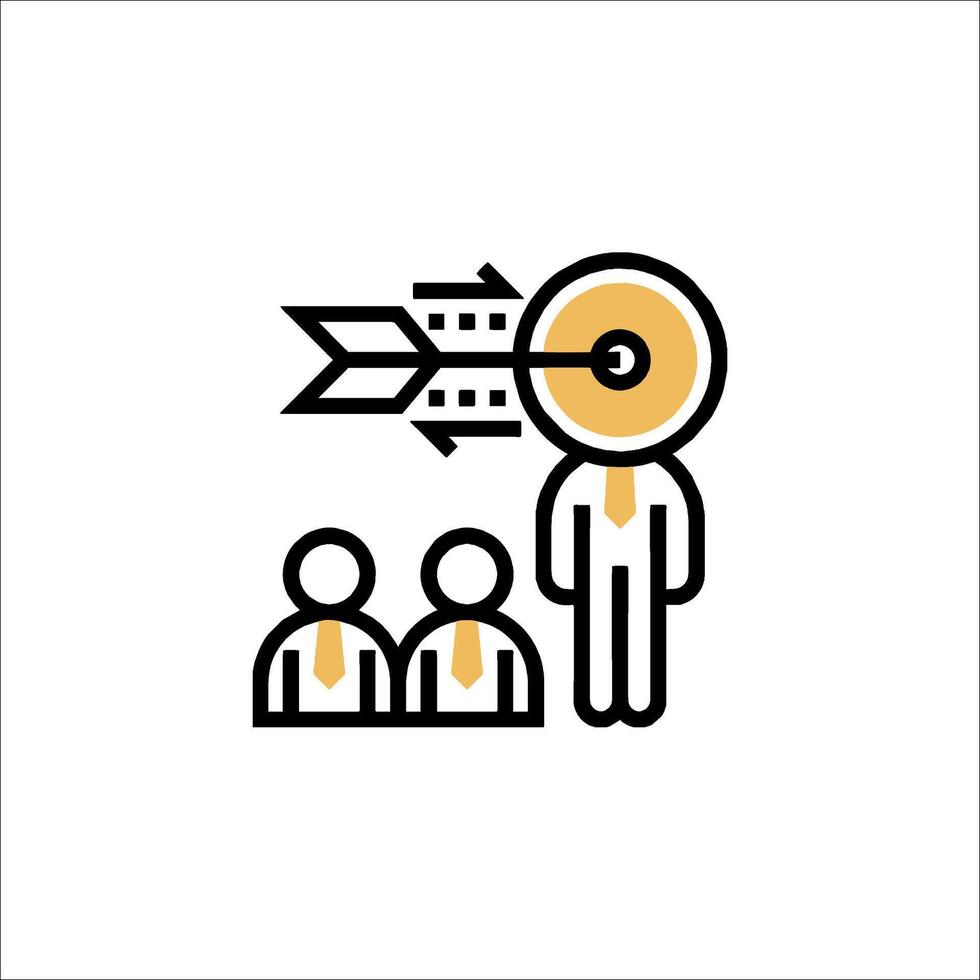 A man is standing in front of a group of people with an arrow pointing to them vector