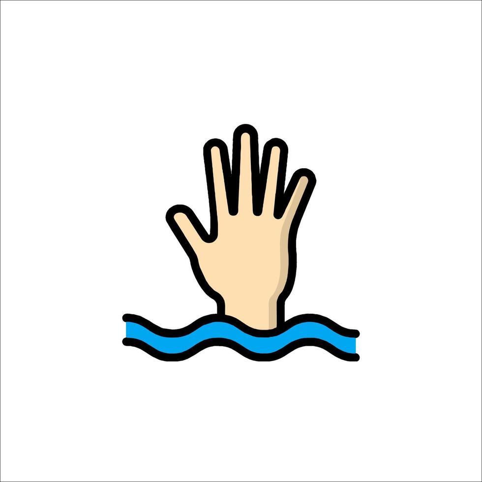 Hand reaching out to the water icon illustration vector