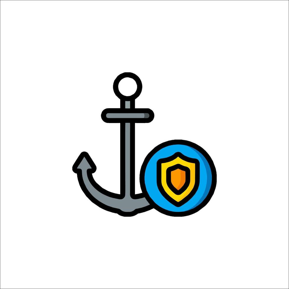 An anchor and shield icon vector