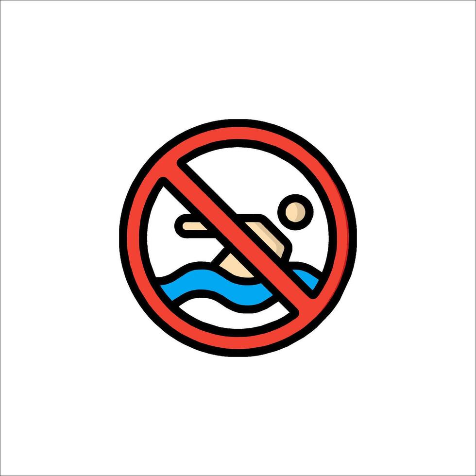 No swimming sign icon isolated on white background vector