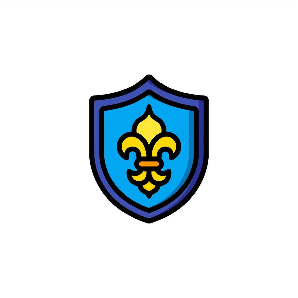 A blue shield with a yellow fleur de lis on it vector