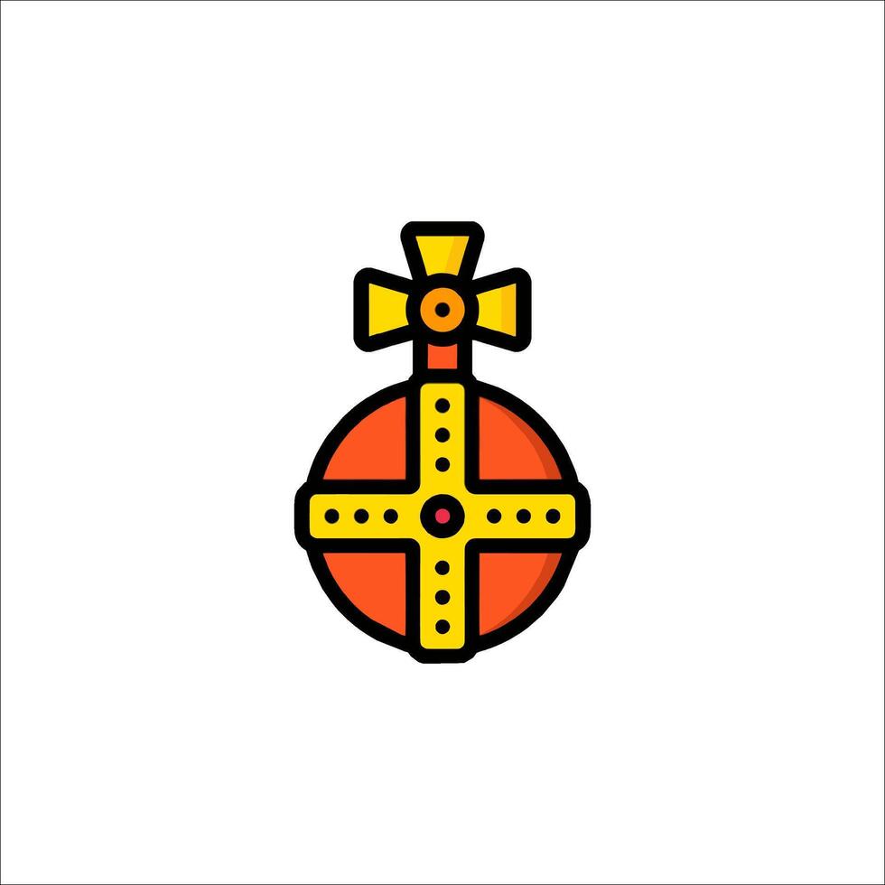 A red and yellow ball with a cross on it vector