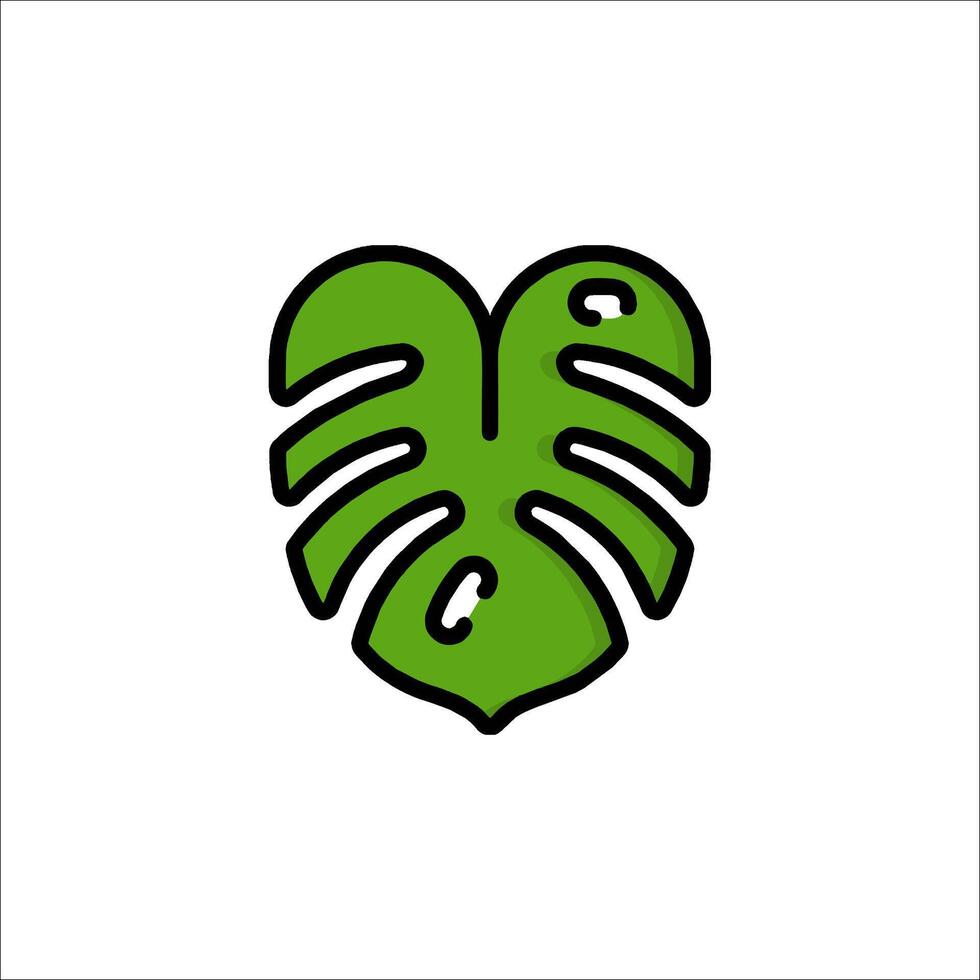 A green monstera leaf icon on a white background vector
