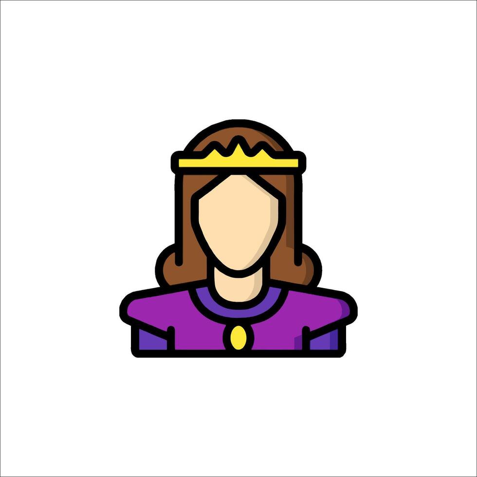 A purple princess icon with a crown on her head vector