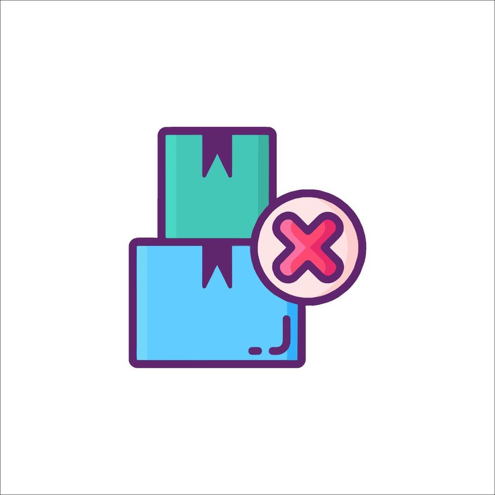 A box with an x on it and a red cross vector