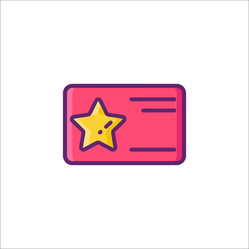 A pink card with a star icon vector