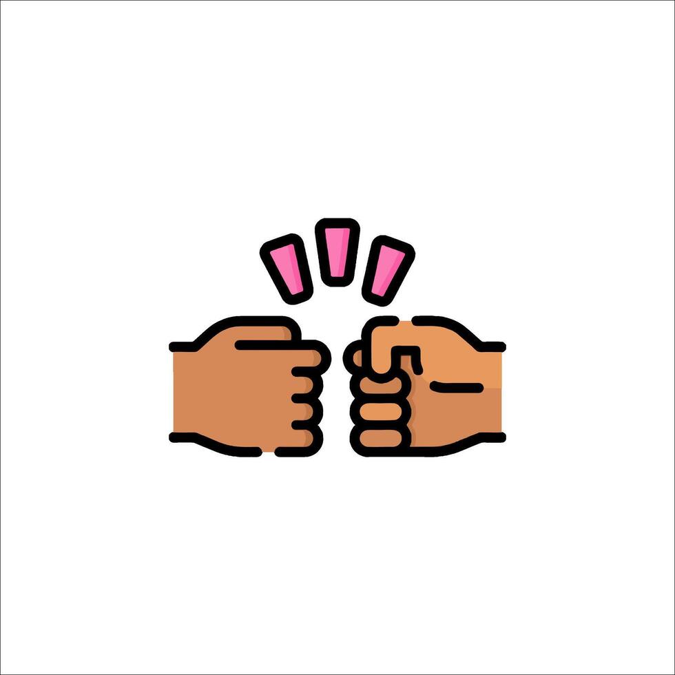 Two hands fist bumping each other icon illustration vector