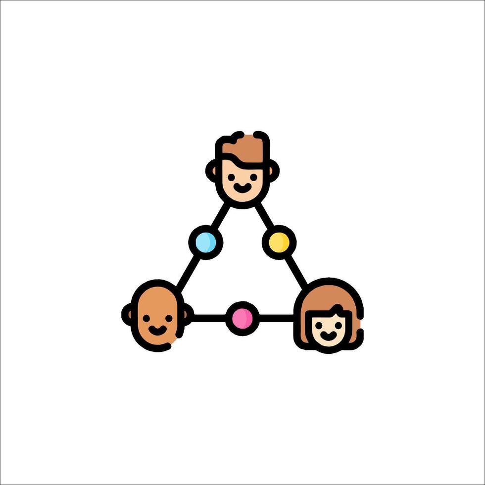A triangle with people and a circle with a circle vector