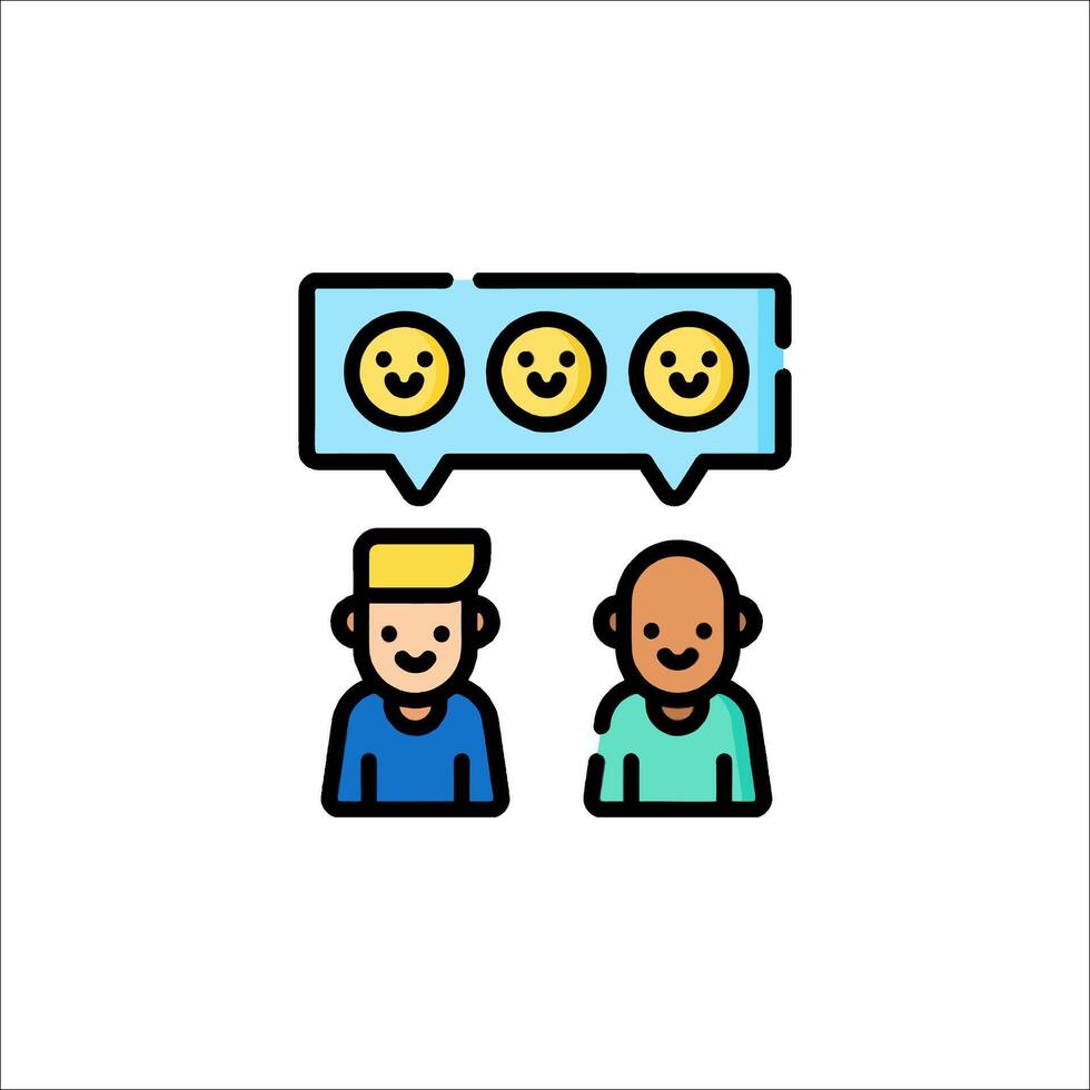 A man and woman are talking to each other with a smiley face vector