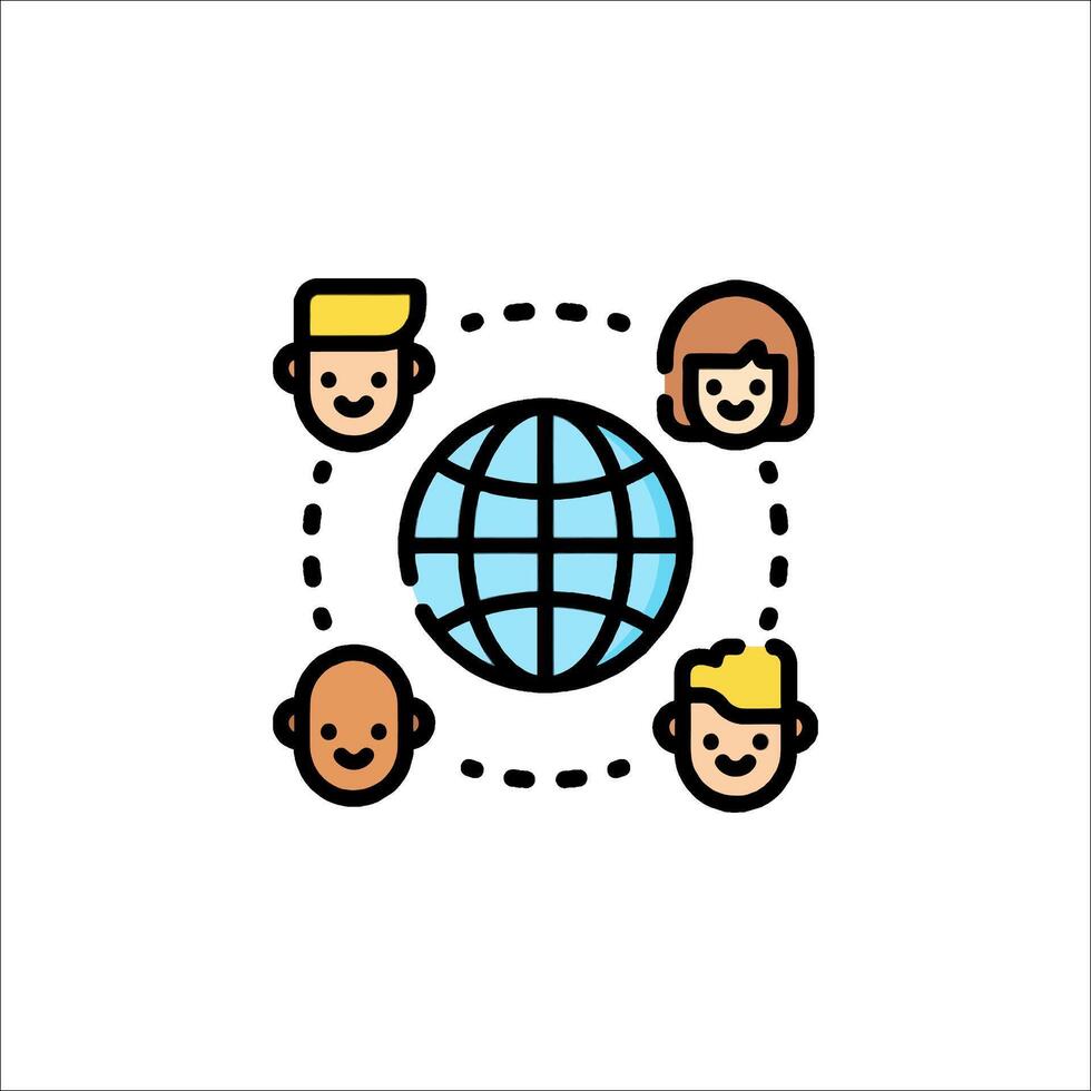 People around the globe icon vector