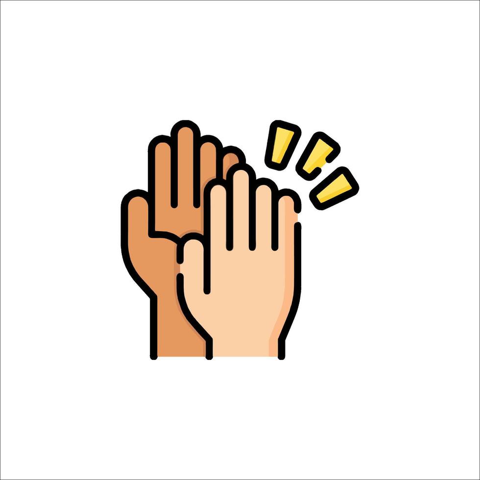 Two hands clapping together with a yellow star vector
