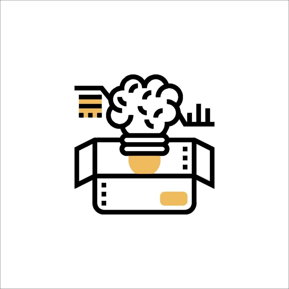A brain inside a box with a light bulb vector