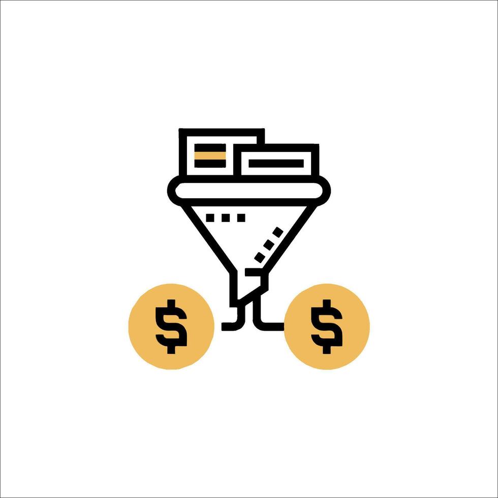 A funnel with money and a dollar sign vector