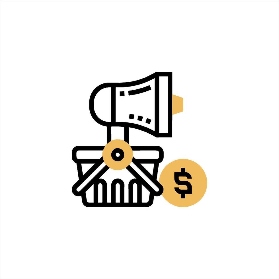 A dollar sign and a megaphone icon vector
