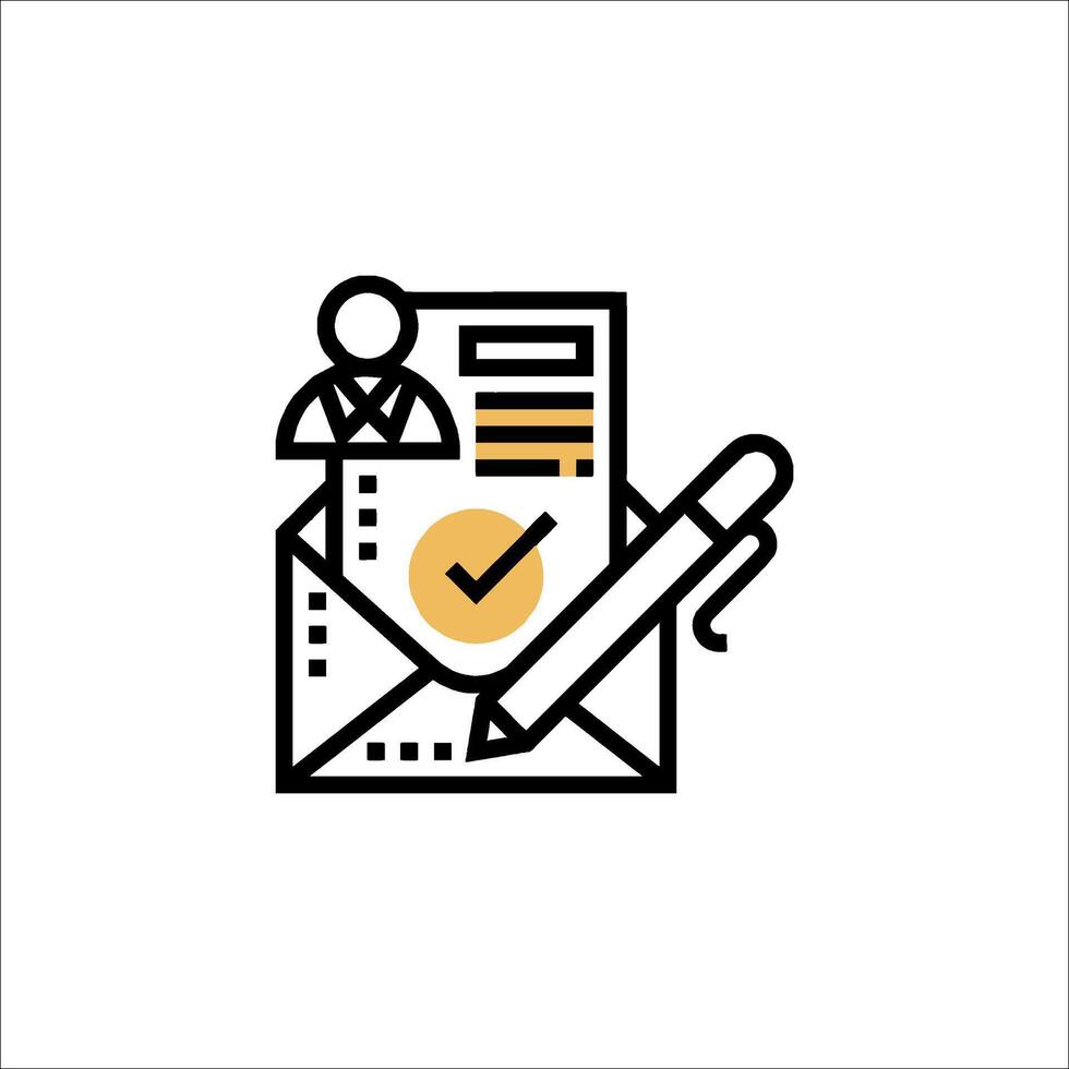 A letter with a pen and a check mark vector