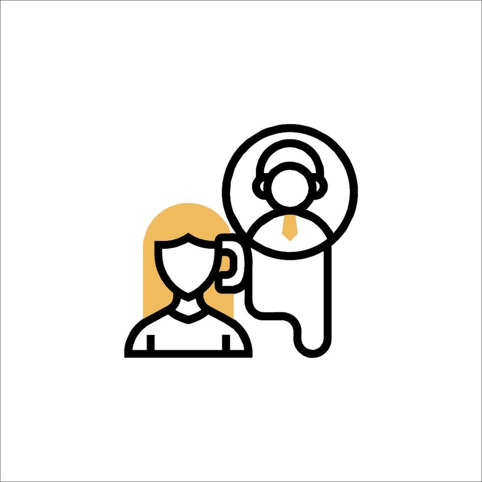 A woman is talking to a man in a phone call icon vector