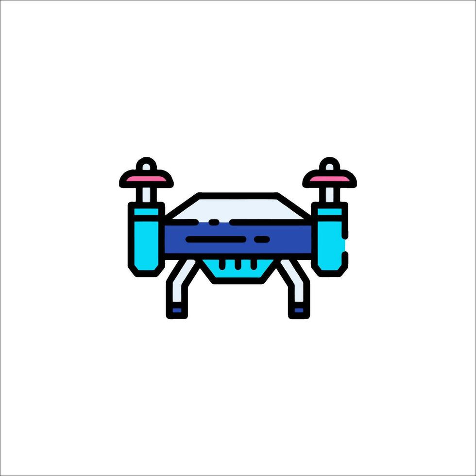 A blue and pink flying drone icon vector