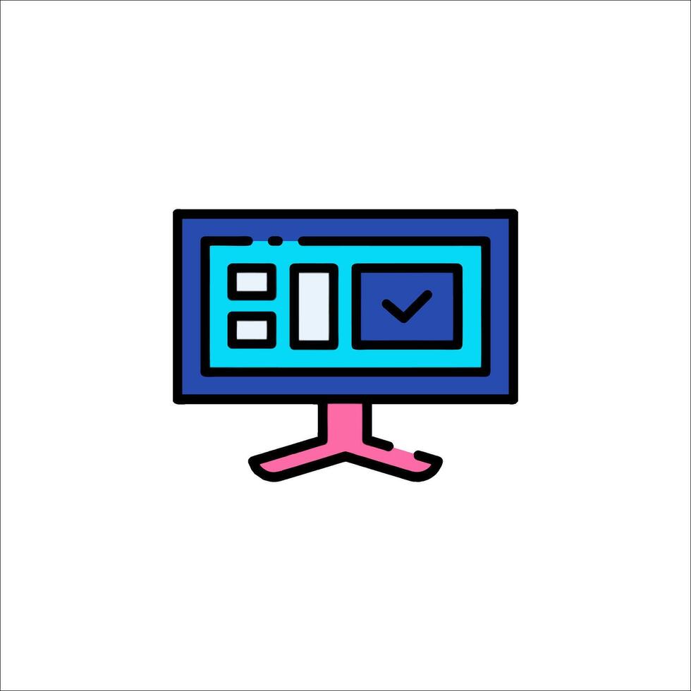 A computer monitor with a check mark on it vector