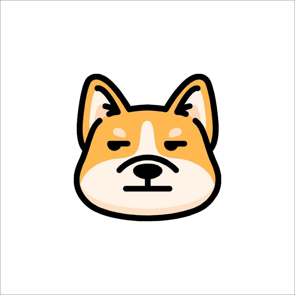A cartoon dog face with its eyes closed vector