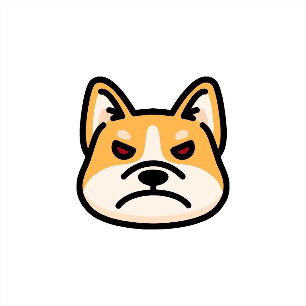 An angry dog head with a red eye vector