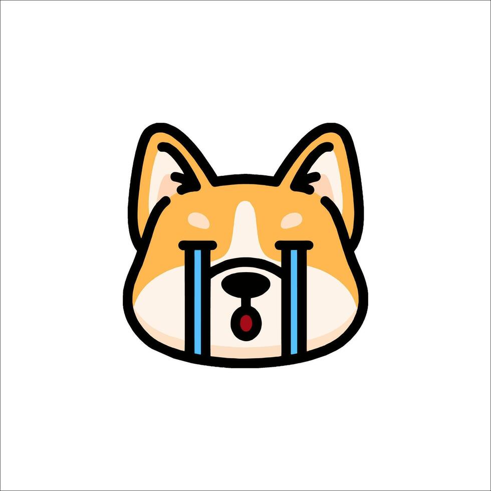 A cartoon dog with blue eyes and a blue stripe vector