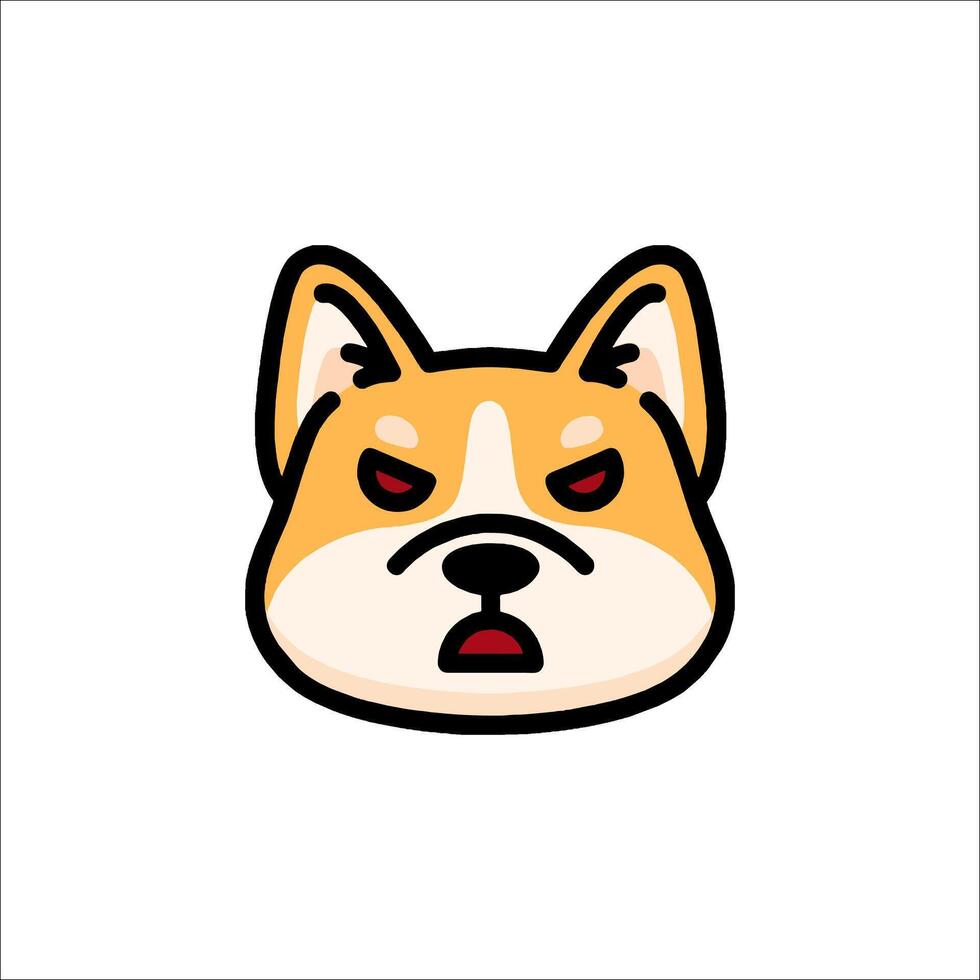 A cartoon dog head with an angry expression vector