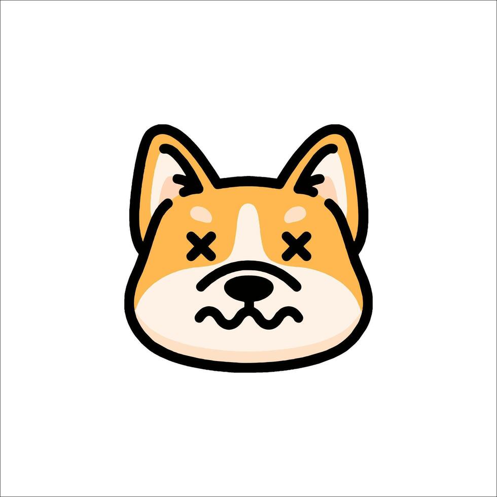 A cartoon dog with a cross on its face vector