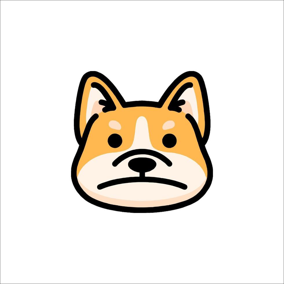 A cartoon dog head with a sad expression vector