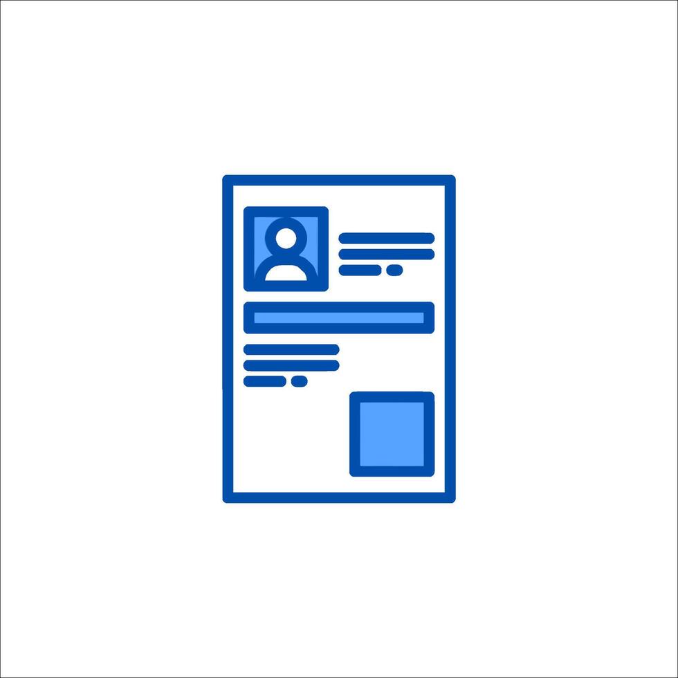 A blue line icon of a person on a paper vector