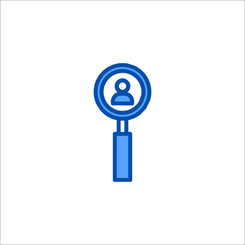 Magnifying glass icon, blue line style vector