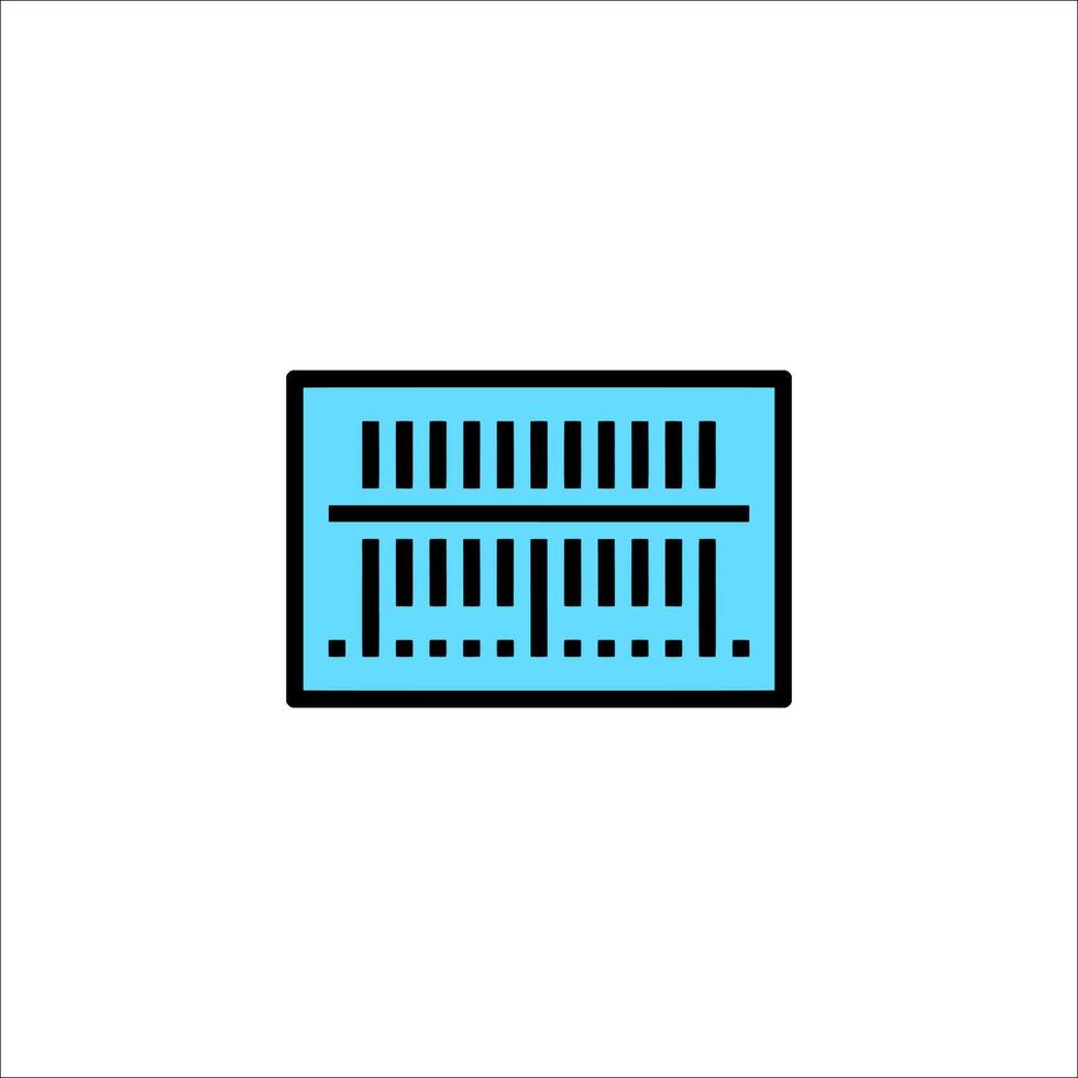 A blue and black icon of a computer vector
