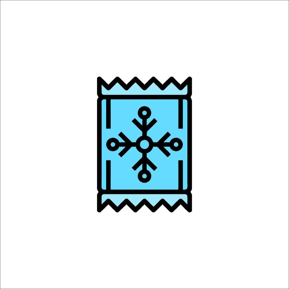 A blue and black icon of a snowflake vector