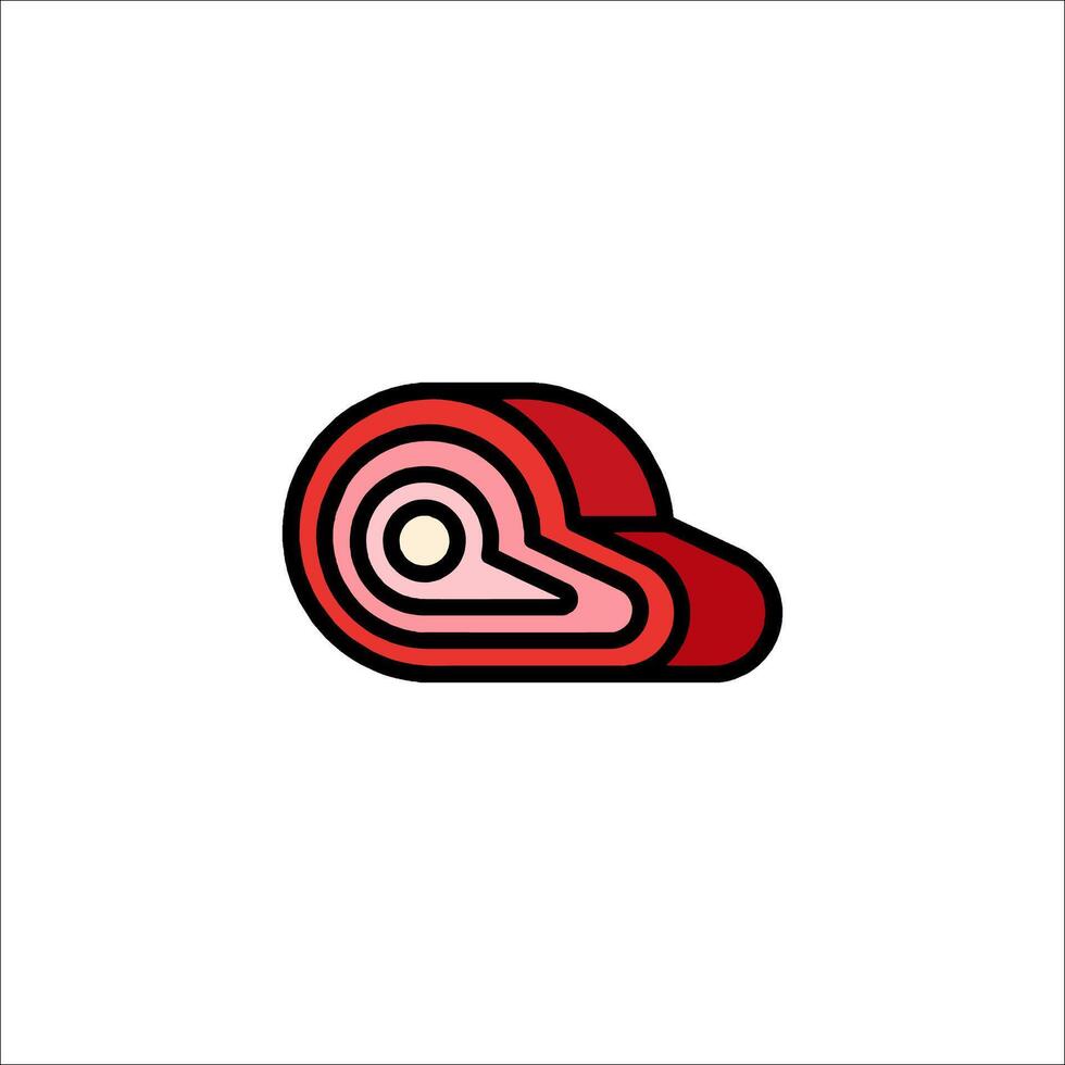 A red roll of meat on a white background vector