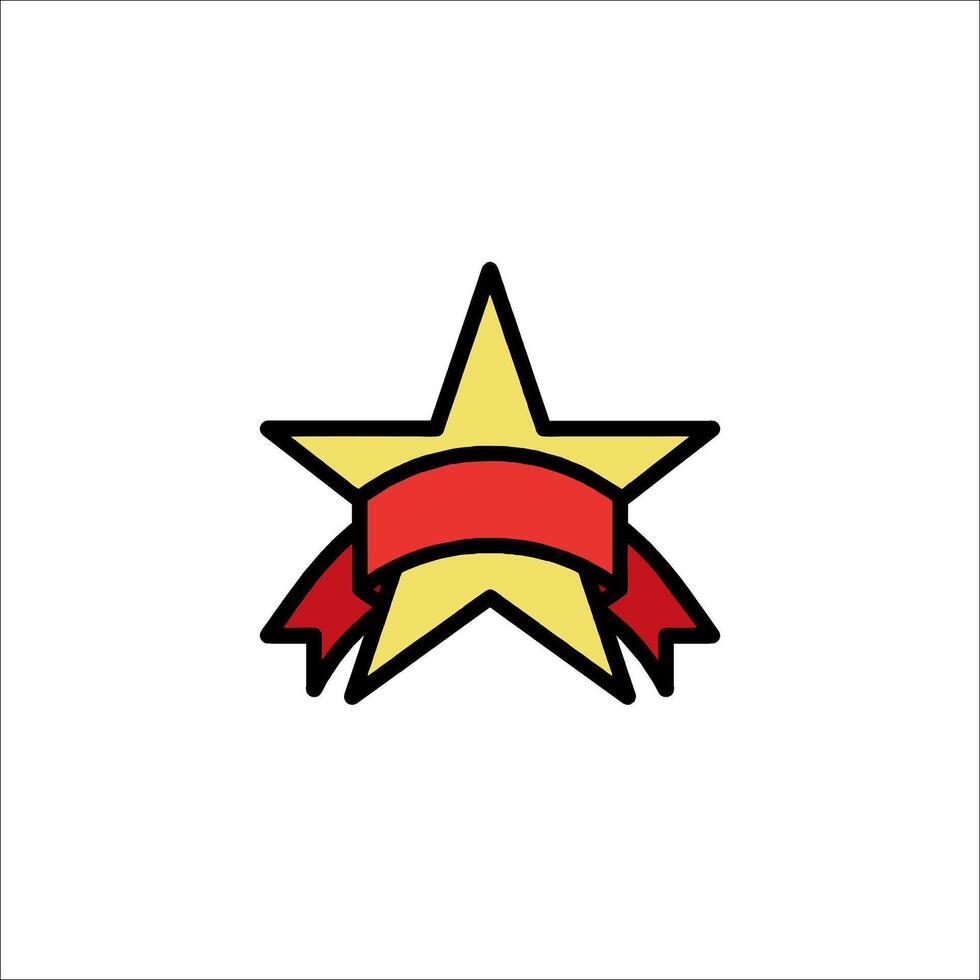 A star with a red ribbon around it vector