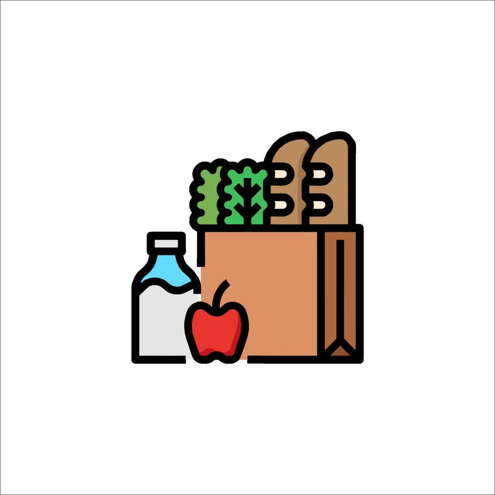 A grocery bag with apples and bread vector