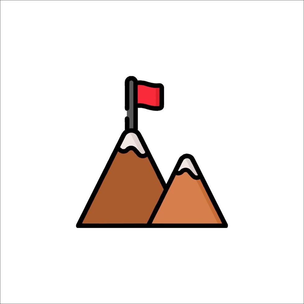 A mountain with a flag on top and a red flag vector