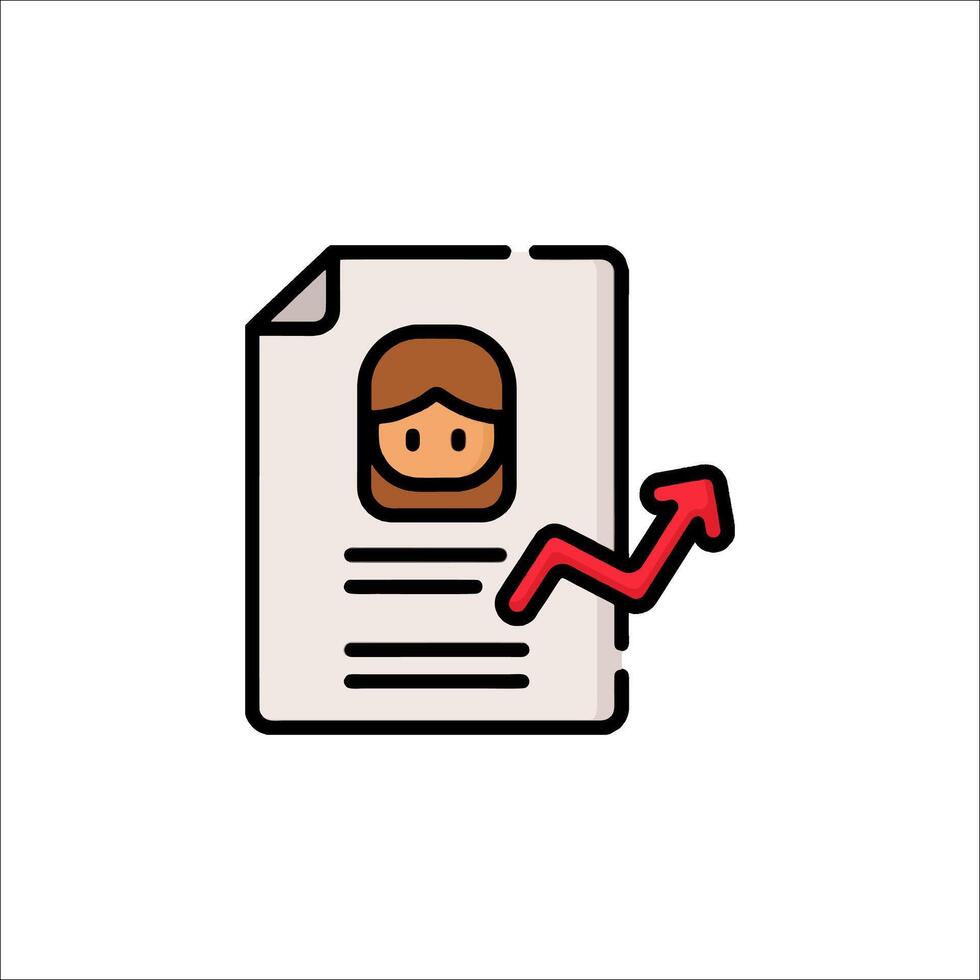 A woman is holding a document with an arrow pointing up vector