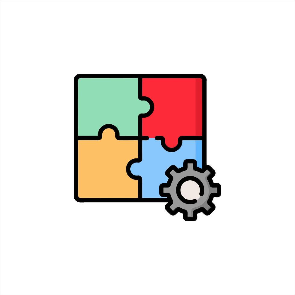 A puzzle piece with a gear icon vector
