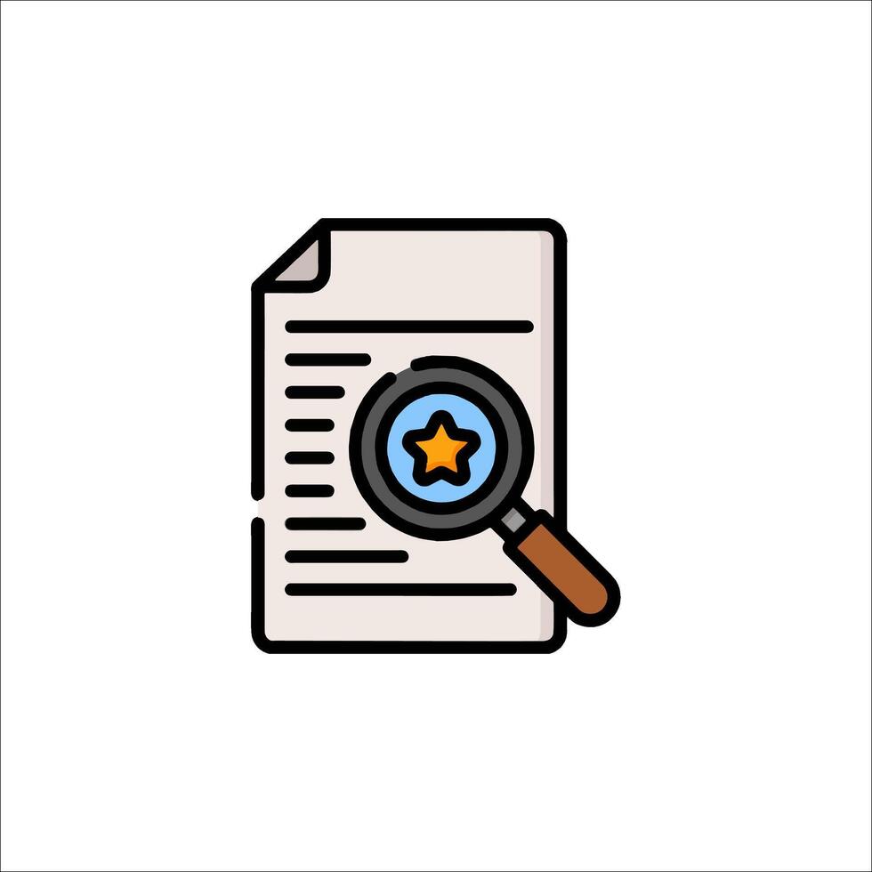 A magnifying glass and a star icon vector