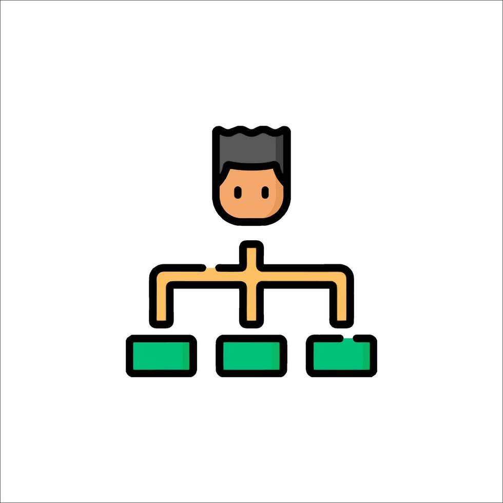 A man is standing on a line with a green arrow vector