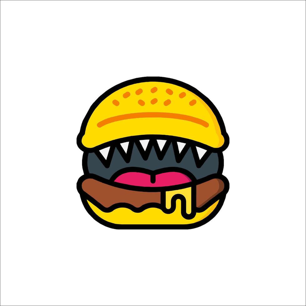 A hamburger with a big mouth and teeth vector