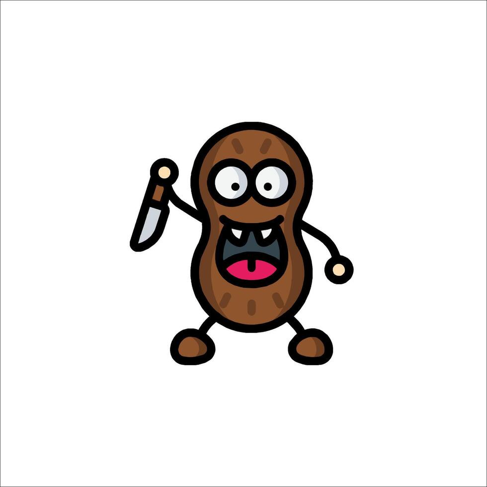 A cartoon peanut with a knife in its hand vector