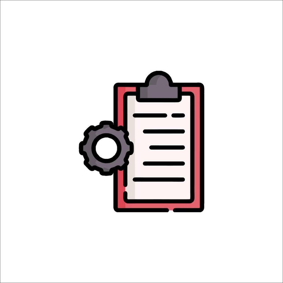 A clipboard with a gear on it and a pen vector