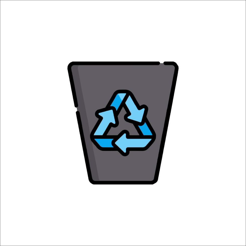 A recycle bin icon with a blue arrow vector