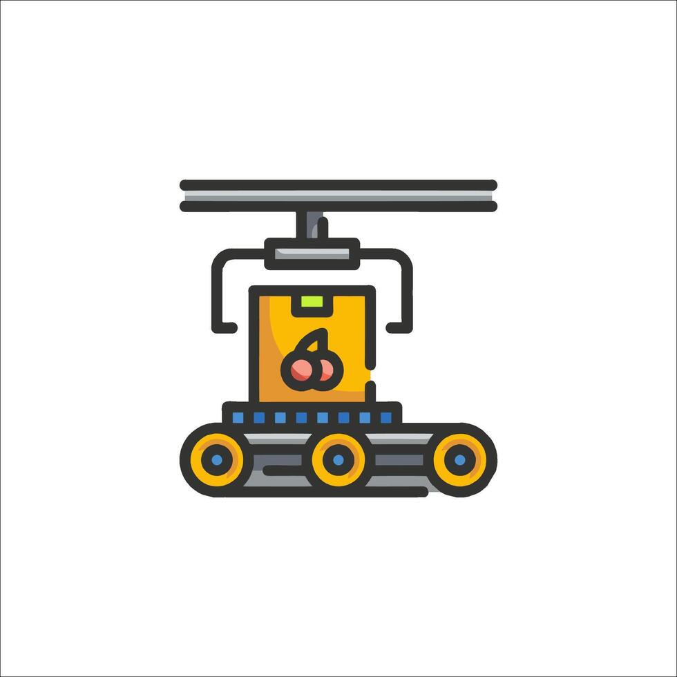 A yellow and black machine with a forklift on it vector