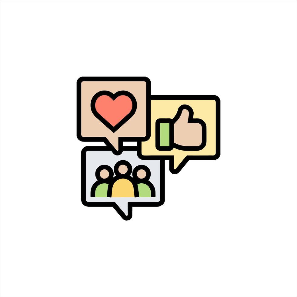 A social media icon with a heart and a speech bubble vector
