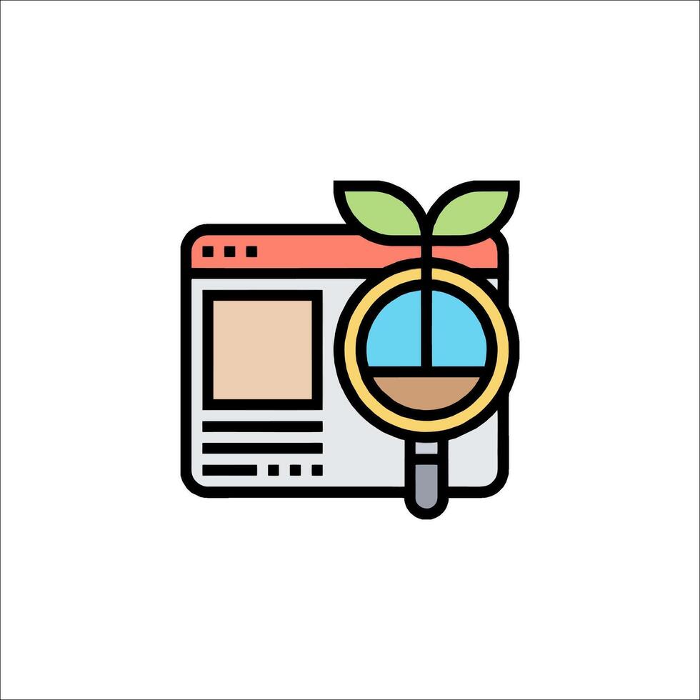 Magnifying glass icon with plant and magnifying glass vector